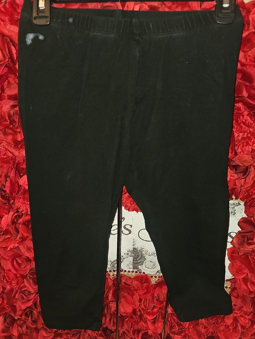 Cat & Jack Black Kids Capri Leggings Size 14/16 Spots By Waistband